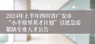 2024年上半年四川省广安市“小平故里英才计划”引进急需紧缺专业人才公告