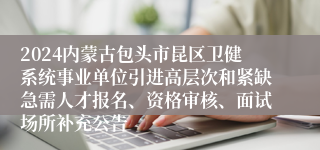 2024内蒙古包头市昆区卫健系统事业单位引进高层次和紧缺急需人才报名、资格审核、面试场所补充公告