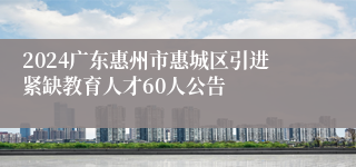 2024广东惠州市惠城区引进紧缺教育人才60人公告