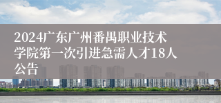 2024广东广州番禺职业技术学院第一次引进急需人才18人公告