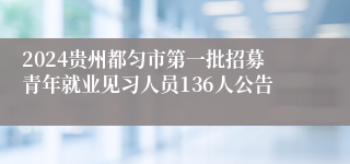 2024贵州都匀市第一批招募青年就业见习人员136人公告