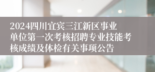 2024四川宜宾三江新区事业单位第一次考核招聘专业技能考核成绩及体检有关事项公告