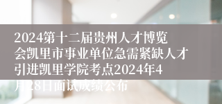 2024第十二届贵州人才博览会凯里市事业单位急需紧缺人才引进凯里学院考点2024年4月28日面试成绩公布
