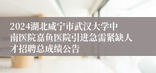 2024湖北咸宁市武汉大学中南医院嘉鱼医院引进急需紧缺人才招聘总成绩公告