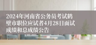 2024年河南省公务员考试鹤壁市职位应试者4月28日面试成绩和总成绩公告