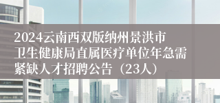 2024云南西双版纳州景洪市卫生健康局直属医疗单位年急需紧缺人才招聘公告（23人）