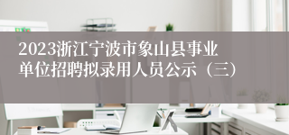 2023浙江宁波市象山县事业单位招聘拟录用人员公示（三）