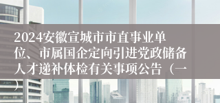 2024安徽宣城市市直事业单位、市属国企定向引进党政储备人才递补体检有关事项公告（一）