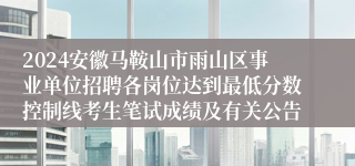 2024安徽马鞍山市雨山区事业单位招聘各岗位达到最低分数控制线考生笔试成绩及有关公告