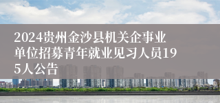 2024贵州金沙县机关企事业单位招募青年就业见习人员195人公告
