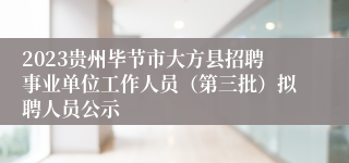 2023贵州毕节市大方县招聘事业单位工作人员（第三批）拟聘人员公示