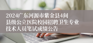 2024广东河源市紫金县4间县级公立医院校园招聘卫生专业技术人员笔试成绩公告