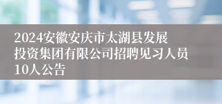 2024安徽安庆市太湖县发展投资集团有限公司招聘见习人员10人公告