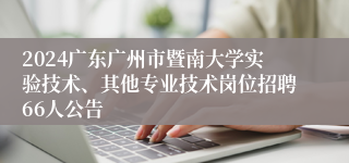 2024广东广州市暨南大学实验技术、其他专业技术岗位招聘66人公告