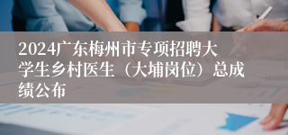 2024广东梅州市专项招聘大学生乡村医生（大埔岗位）总成绩公布