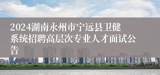 2024湖南永州市宁远县卫健系统招聘高层次专业人才面试公告