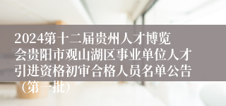 2024第十二届贵州人才博览会贵阳市观山湖区事业单位人才引进资格初审合格人员名单公告（第一批）