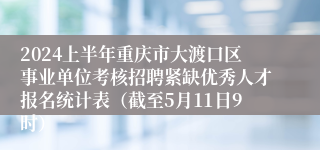 2024上半年重庆市大渡口区事业单位考核招聘紧缺优秀人才报名统计表（截至5月11日9时）