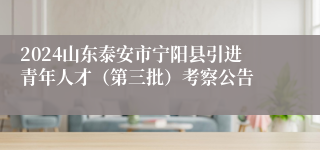 2024山东泰安市宁阳县引进青年人才（第三批）考察公告