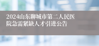 2024山东聊城市第二人民医院急需紧缺人才引进公告