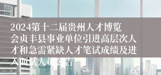 2024第十二届贵州人才博览会贞丰县事业单位引进高层次人才和急需紧缺人才笔试成绩及进入面试人员公告