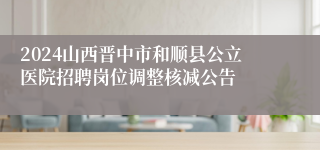 2024山西晋中市和顺县公立医院招聘岗位调整核减公告