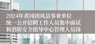 2024年黄冈团风县事业单位统一公开招聘工作人员集中面试和消防安全指导中心管理人员岗位体能测试公告