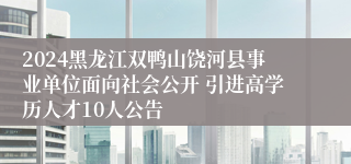 2024黑龙江双鸭山饶河县事业单位面向社会公开 引进高学历人才10人公告