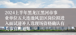 2024上半年黑龙江黑河市事业单位五大连池风景区岗位拟进入面试递补人选现场资格确认有关事宜的通知