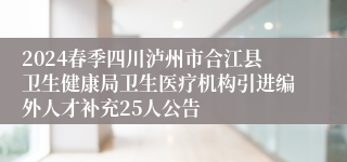 2024春季四川泸州市合江县卫生健康局卫生医疗机构引进编外人才补充25人公告