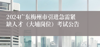 2024广东梅州市引进急需紧缺人才（大埔岗位）考试公告