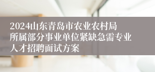 2024山东青岛市农业农村局所属部分事业单位紧缺急需专业人才招聘面试方案