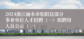 2024浙江丽水市松阳县部分事业单位人才招聘（一）拟聘用人员公示（一）