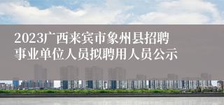 2023广西来宾市象州县招聘事业单位人员拟聘用人员公示