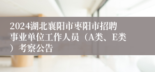 2024湖北襄阳市枣阳市招聘事业单位工作人员（A类、E类）考察公告