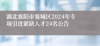 湖北襄阳市襄城区2024年专项引进紧缺人才24名公告
