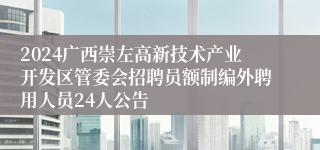 2024广西崇左高新技术产业开发区管委会招聘员额制编外聘用人员24人公告
