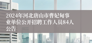 2024年河北唐山市曹妃甸事业单位公开招聘工作人员84人公告