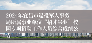 2024年宜昌市退役军人事务局所属事业单位“招才兴业”校园专项招聘工作人员综合成绩公告