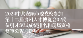 2024中共安顺市委党校参加第十二届贵州人才博览会02岗位引才笔试成绩排名和现场资格复审公告（贵州）