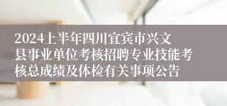 2024上半年四川宜宾市兴文县事业单位考核招聘专业技能考核总成绩及体检有关事项公告