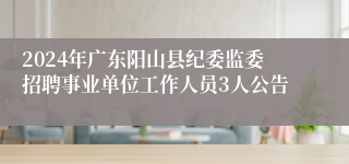 2024年广东阳山县纪委监委招聘事业单位工作人员3人公告