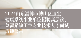 2024山东淄博市博山区卫生健康系统事业单位招聘高层次、急需紧缺卫生专业技术人才面试成绩公告