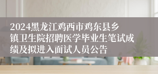 2024黑龙江鸡西市鸡东县乡镇卫生院招聘医学毕业生笔试成绩及拟进入面试人员公告
