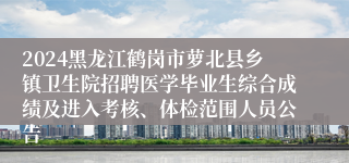 2024黑龙江鹤岗市萝北县乡镇卫生院招聘医学毕业生综合成绩及进入考核、体检范围人员公告
