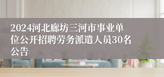 2024河北廊坊三河市事业单位公开招聘劳务派遣人员30名公告