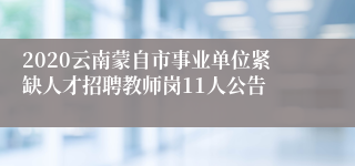 2020云南蒙自市事业单位紧缺人才招聘教师岗11人公告