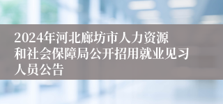 2024年河北廊坊市人力资源和社会保障局公开招用就业见习人员公告
