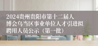 2024贵州贵阳市第十二届人博会乌当区事业单位人才引进拟聘用人员公示（第一批）