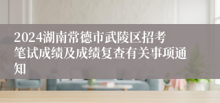 2024湖南常德市武陵区招考笔试成绩及成绩复查有关事项通知